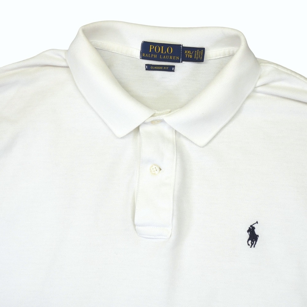 Polo Ralph Lauren Polo Shirt Mens XXL White Classic Fit Cotton Pony Preppy